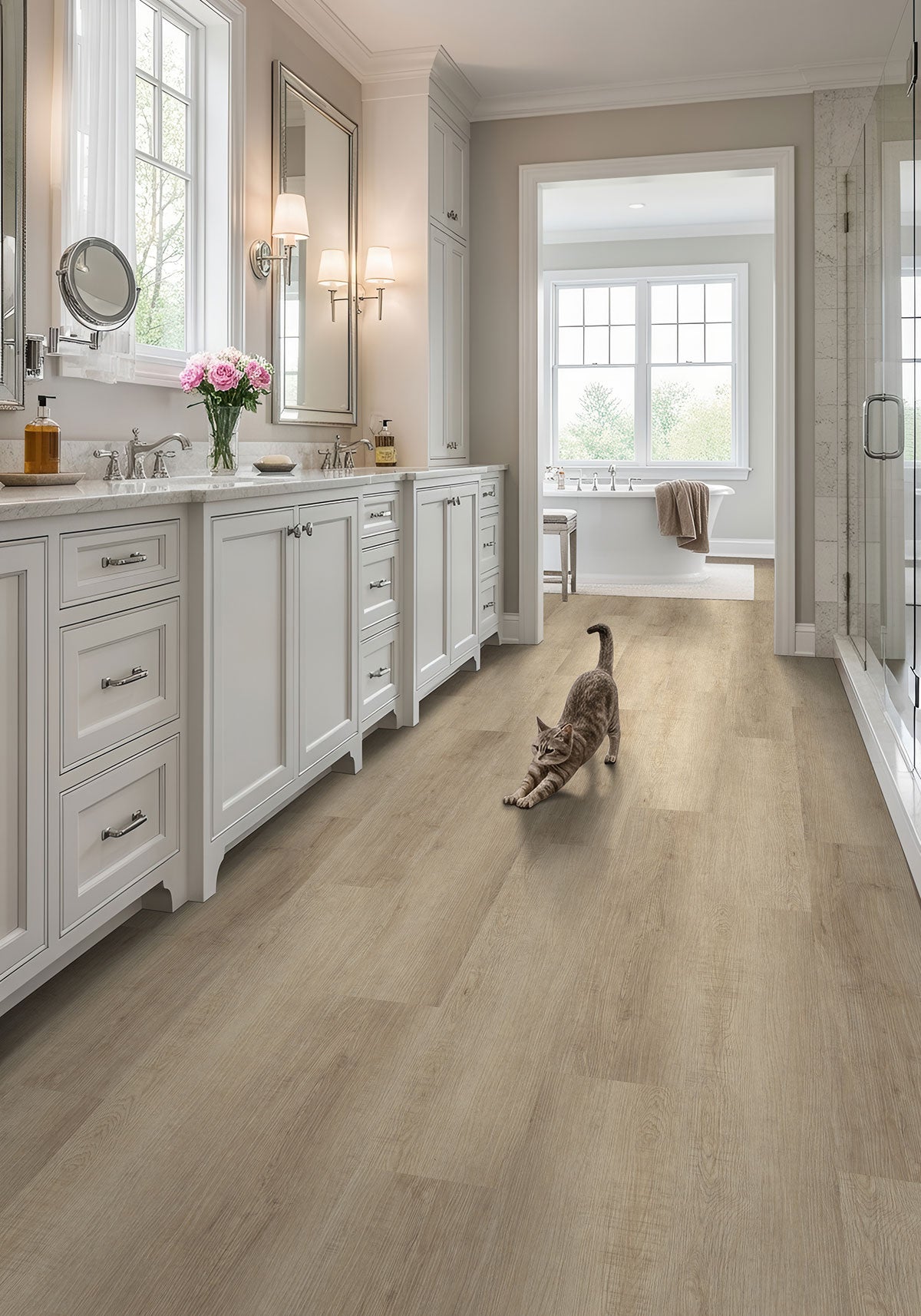 MSI Saddle Wood Luxury Vinyl Planks, installed in a room