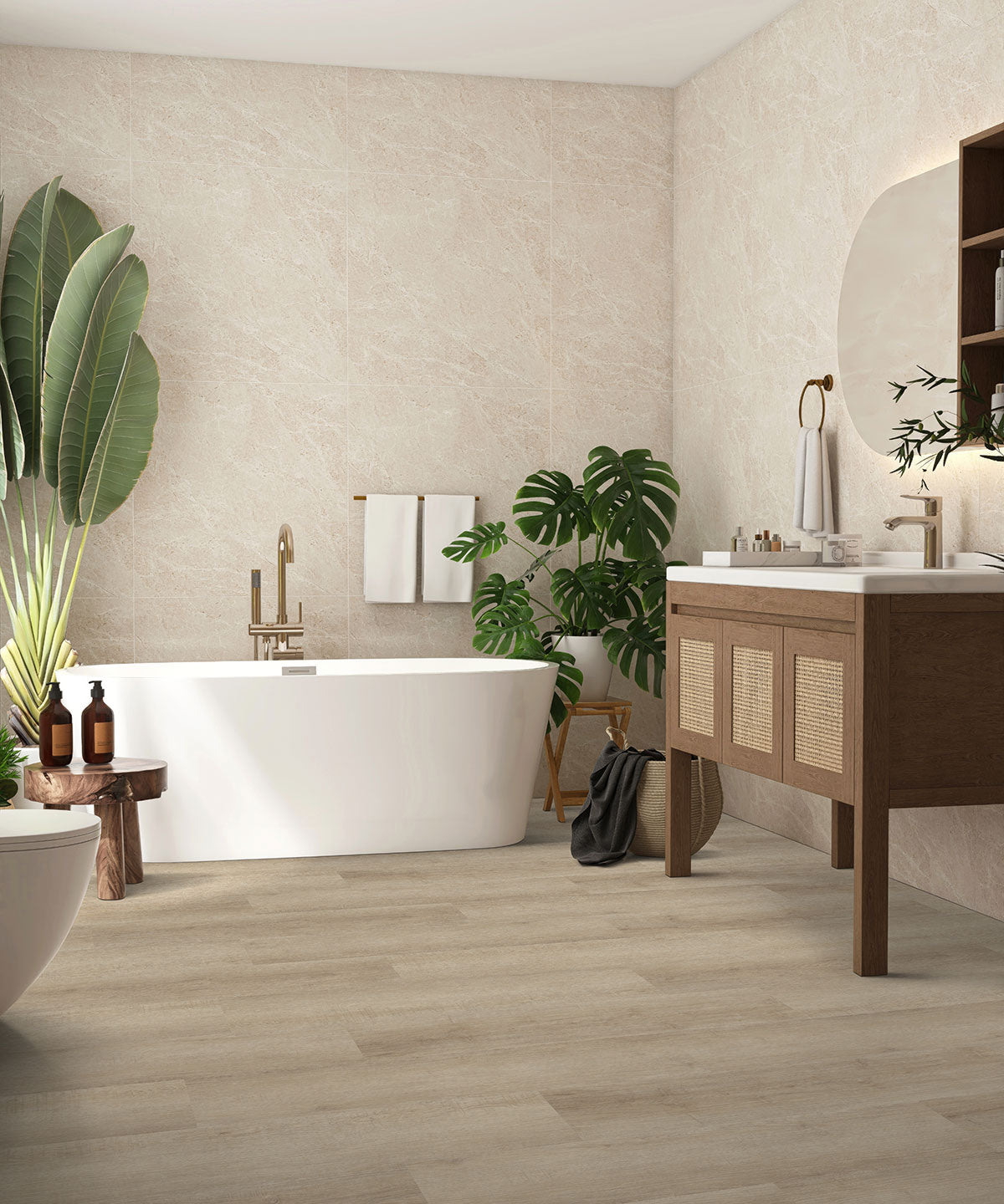 MSI Saddle Wood Luxury Vinyl Planks, installed in a room