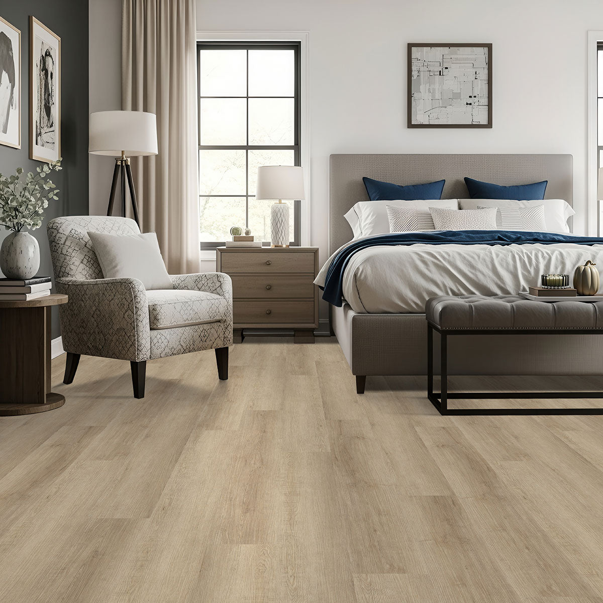 MSI Saddle Wood Luxury Vinyl Planks, installed in a room