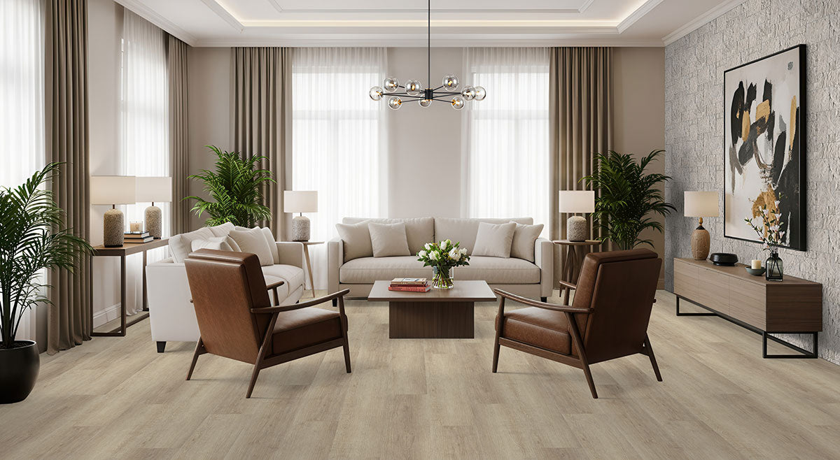 MSI Saddle Wood Luxury Vinyl Planks, installed in a room