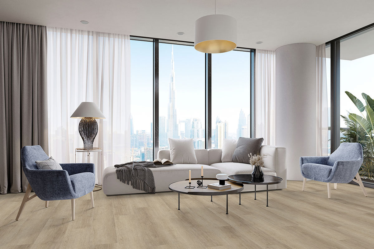 MSI Saddle Wood Luxury Vinyl Planks, installed in a room