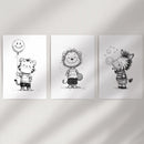Black White Gender-Neutral Nursery Art Set. Lion Tiger Zebra by Wall Art Set