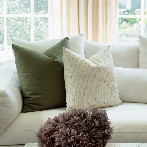 Willa Blue Floral Stripe Pillow Cover, photo 2 of 7