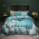 GobekUsa 1400TC Egyptian Cotton Bird Floral Bedding Set - Luxury 4Pcs
