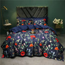 GobekUsa 1400TC Egyptian Cotton Bird Floral Bedding Set - Luxury 4Pcs