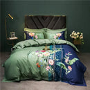GobekUsa 1400TC Egyptian Cotton Bird Floral Bedding Set - Luxury 4Pcs