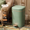 GobekUsa Light Luxury Pedal Trash Can with Lid for Kitchen Bathroom Large Capacity Bin