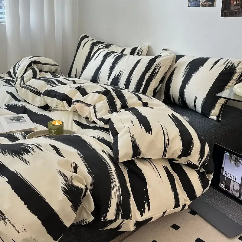 GobekUsa Grid Print Cotton Bedding Set for Single Double Beds, photo 18 of 21