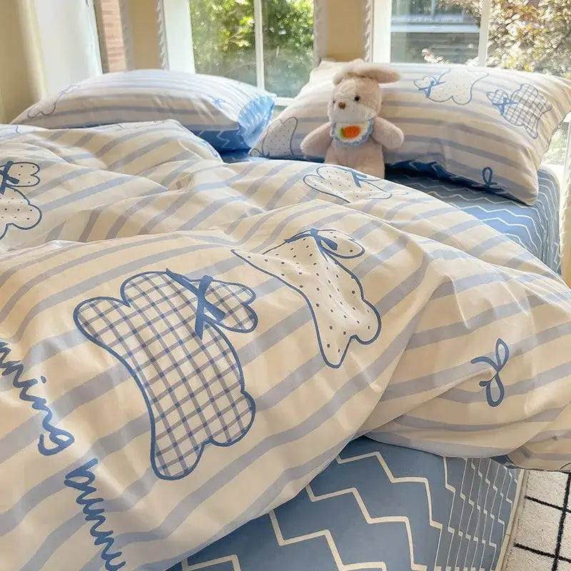 GobekUsa Grid Print Cotton Bedding Set for Single Double Beds, photo 17 of 21