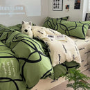 GobekUsa Grid Print Cotton Bedding Set for Single Double Beds