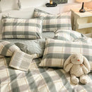 GobekUsa Grid Print Cotton Bedding Set for Single Double Beds