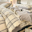 GobekUsa Grid Print Cotton Bedding Set for Single Double Beds