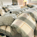 GobekUsa Grid Print Cotton Bedding Set for Single Double Beds