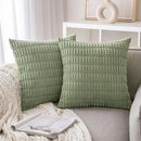 Sage green ribbed corduroy throw pillow cover living room decor by Decorbites