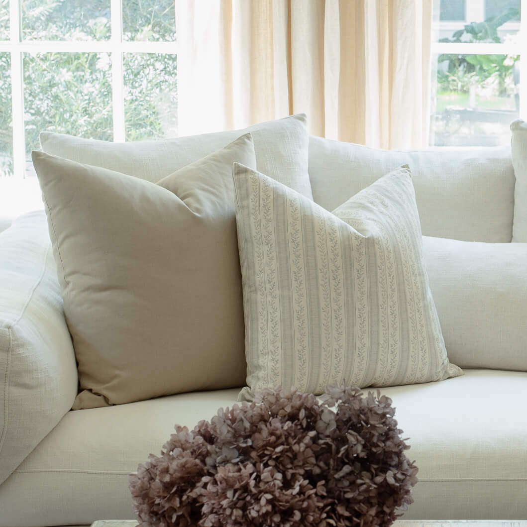 Faye Blue Vine Stripe Pillow Cover, photo 5 of 7