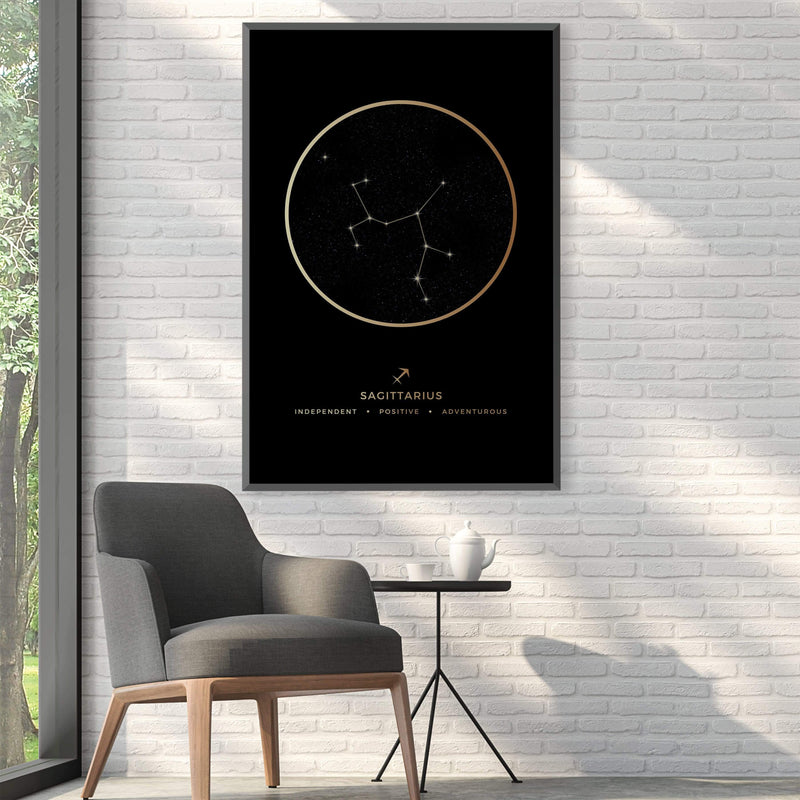 Sagittarius Traits Gold Canvas