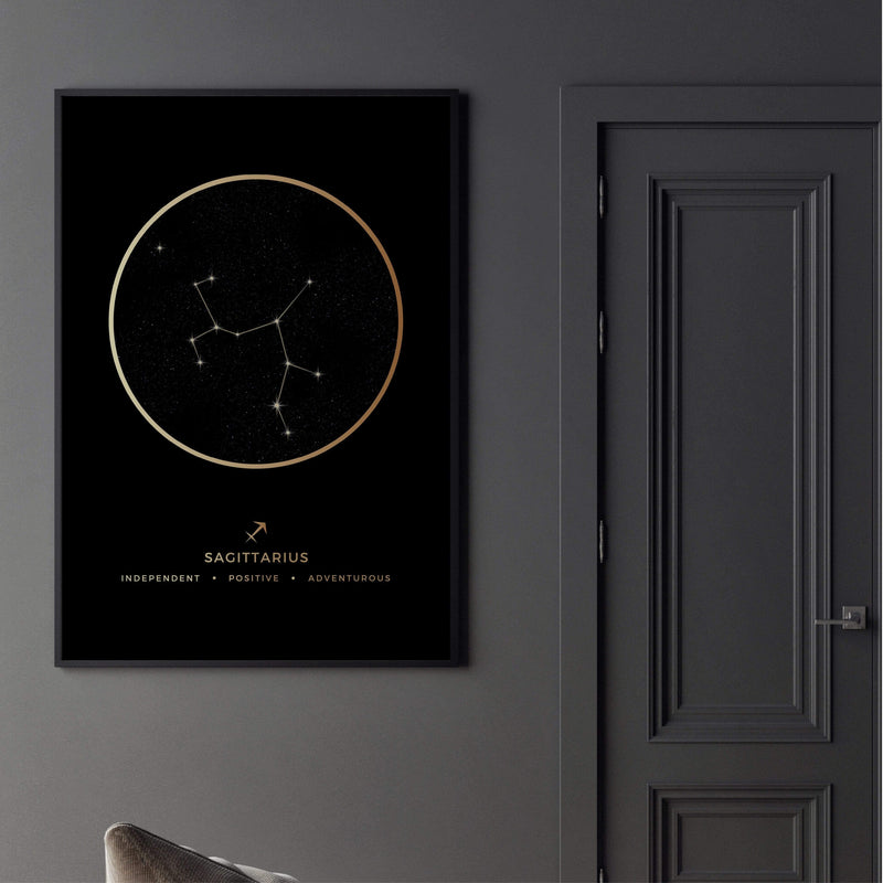 Sagittarius Traits Gold Canvas