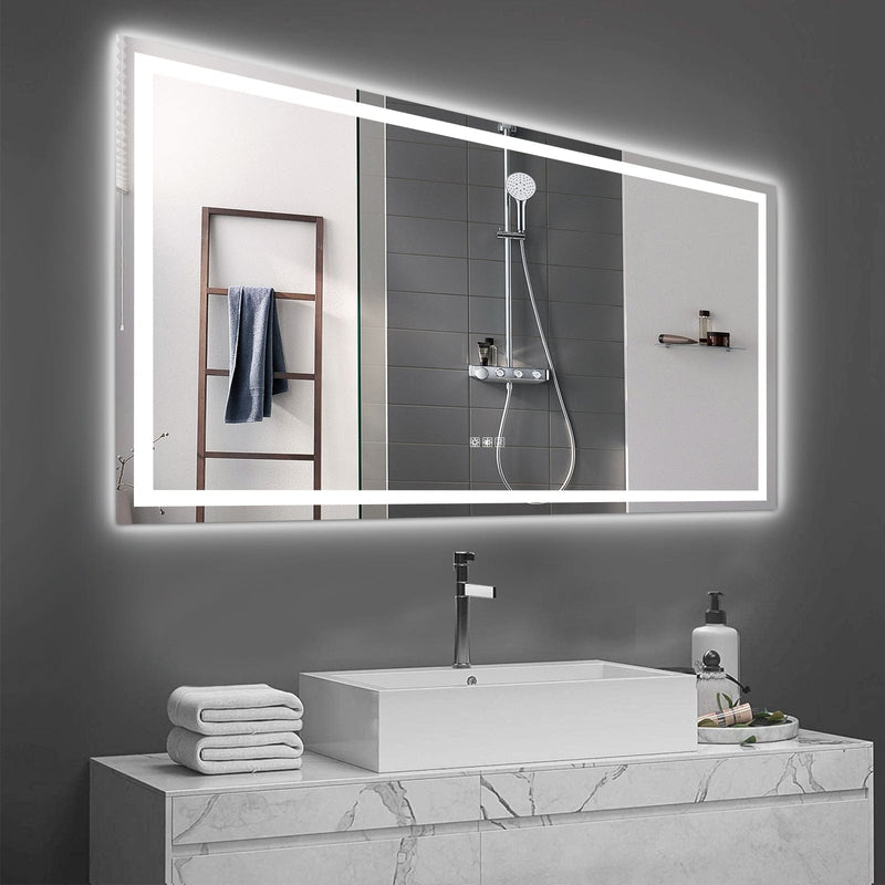 72" x 36" LED Lighted Bathroom Mirror – Anti-Fog, Dimmable, Shatterproof Vanity Mirror
