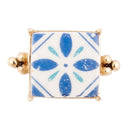 Santorini Blue and White Tile Golden Statement Ring