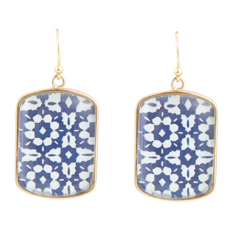 Santorini Cobalt Blue and White Golden Earrings