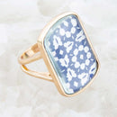 Santorini Cobalt Blue and White Golden Ring