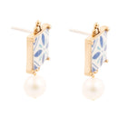 Santorini Dreams Tile Freshwater White Pearl Post Golden Earrings