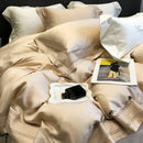 GobekUsa 1000TC Lyocell Fibre Bedding Set with Broadside Embroidery - Soft, Silky & Pure Color