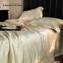 GobekUsa Eucalyptus Fiber Flower Embroidery Quilt Set with Bed Sheet & Pillowcase