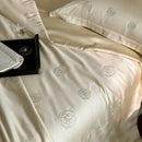 GobekUsa Eucalyptus Fiber Flower Embroidery Quilt Set with Bed Sheet & Pillowcase