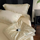 GobekUsa Eucalyptus Fiber Flower Embroidery Quilt Set with Bed Sheet & Pillowcase