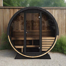 SaunaLife Model EE6G Ergo Series 4-Person Outdoor Sauna Barrel With Tempered Glass Front [SL-MODELEE6G] (SAK39412)
