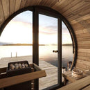 SaunaLife Model EE6G Ergo Series 4-Person Outdoor Sauna Barrel With Tempered Glass Front [SL-MODELEE6G] (SAK39412)