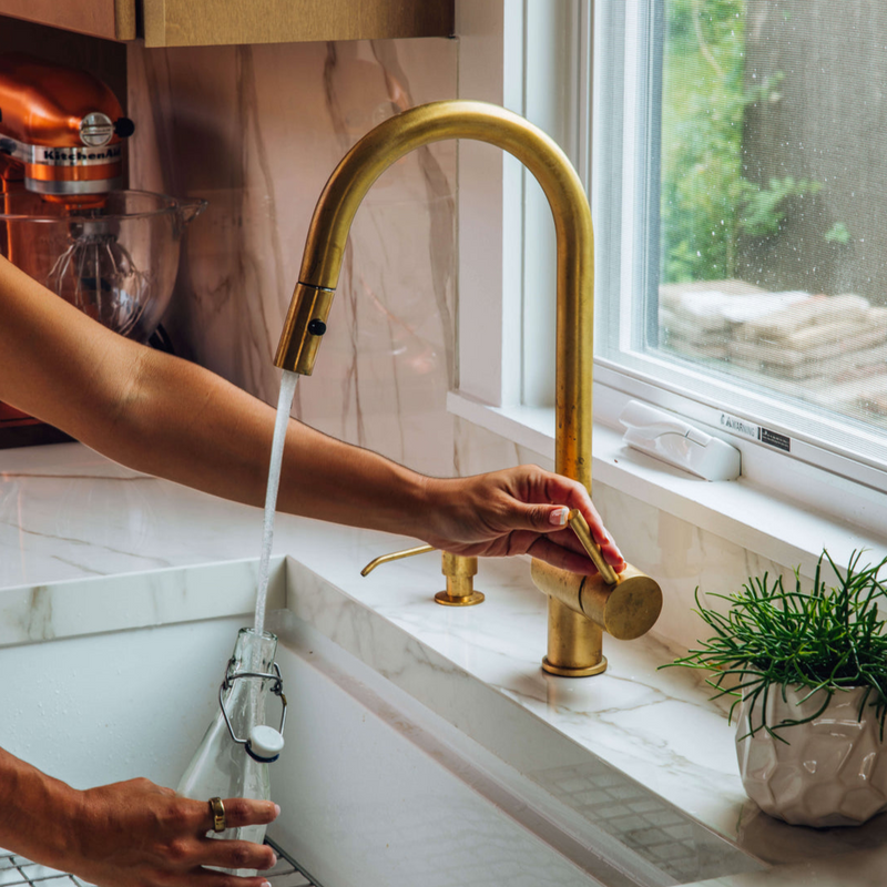 Brass Pull Down Kitchen Faucet