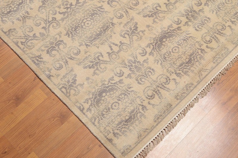 6' x 9' Hand Knotted Damask Design 100% Wool Area rug Beige