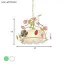 GobekUsa Scallop Chandelier Light Fixture with Opal Glass LED Drop Pendant - 3 Bulbs, White/Green - Perfect for the Living Room