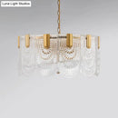 GobekUsa Scalloped Clear Textured Glass Drop Lamp Classic Dining Room Chandelier Light Fixture in Brass