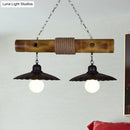 GobekUsa Scalloped Hanging Lamp: 2 Heads, Countryside Black Rope and Bamboo Island Lighting for Dining Room