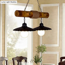 GobekUsa Scalloped Hanging Lamp: 2 Heads, Countryside Black Rope and Bamboo Island Lighting for Dining Room