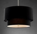 GobekUsa Double Linen Fabric Pendant Light Drum Lamp - Scandinavian Style Dining Room Bedroom Restaurant