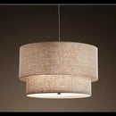 GobekUsa Double Linen Fabric Pendant Light Drum Lamp - Scandinavian Style Dining Room Bedroom Restaurant