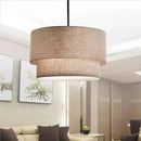 GobekUsa Double Linen Fabric Pendant Light Drum Lamp - Scandinavian Style Dining Room Bedroom Restaurant