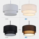 GobekUsa Double Linen Fabric Pendant Light Drum Lamp - Scandinavian Style Dining Room Bedroom Restaurant