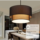 GobekUsa Double Linen Fabric Pendant Light Drum Lamp - Scandinavian Style Dining Room Bedroom Restaurant