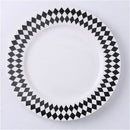 Scandinavian black & white geometric ceramic dessert plates dining room by Decorbites