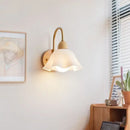 GobekUsa Cream LED Wooden Flower Wall Lamp, Modern Bedroom Bedside Reading Light