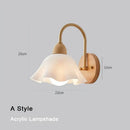 GobekUsa Cream LED Wooden Flower Wall Lamp, Modern Bedroom Bedside Reading Light