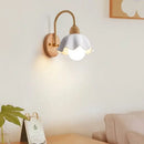 GobekUsa Cream LED Wooden Flower Wall Lamp, Modern Bedroom Bedside Reading Light