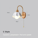 GobekUsa Cream LED Wooden Flower Wall Lamp, Modern Bedroom Bedside Reading Light