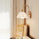 GobekUsa Cream LED Wooden Flower Wall Lamp, Modern Bedroom Bedside Reading Light