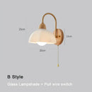 GobekUsa Cream LED Wooden Flower Wall Lamp, Modern Bedroom Bedside Reading Light